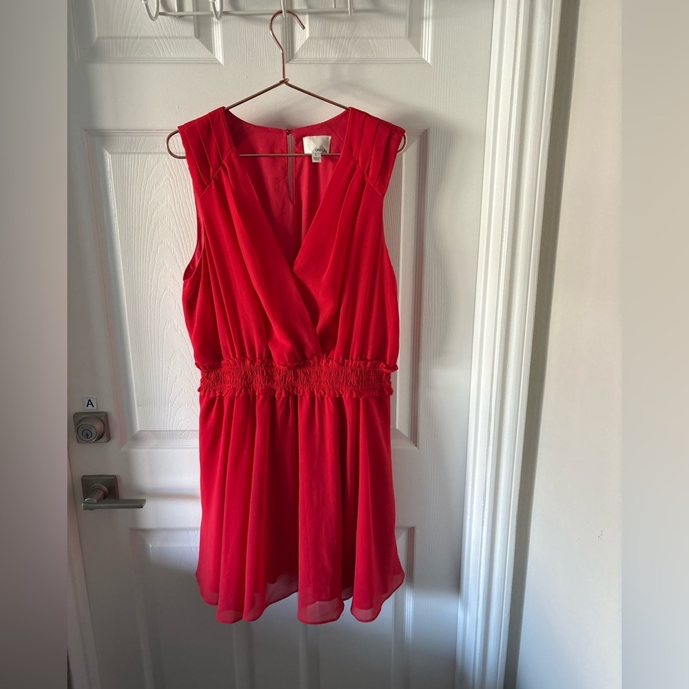 Greylin V-neck smocked waist mini dress Size L